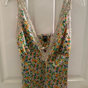Wild Fable satin floral midi dress